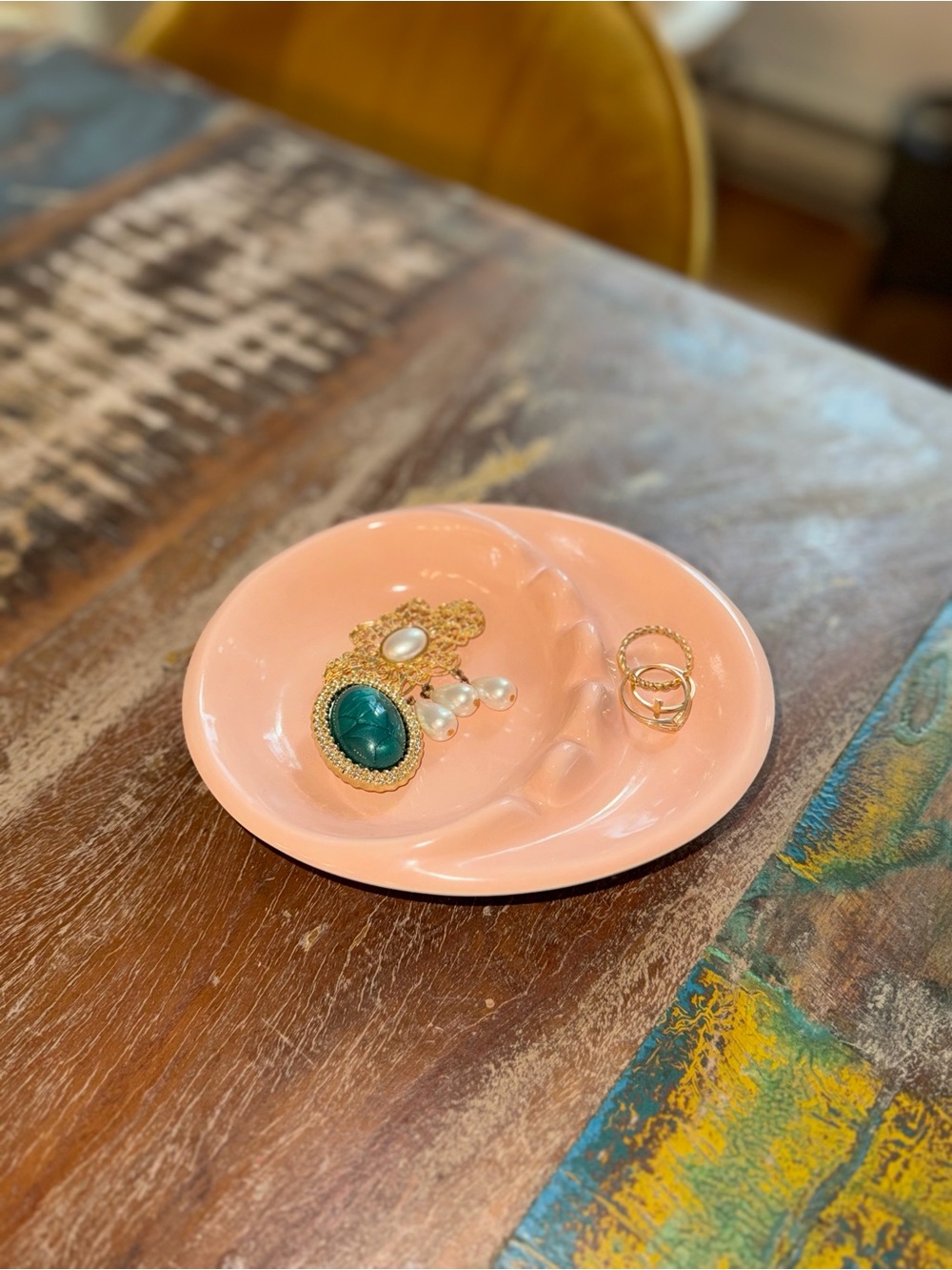 Vintage Pink Ceramic Jewelry Catchall Dish - Retro Home Accents